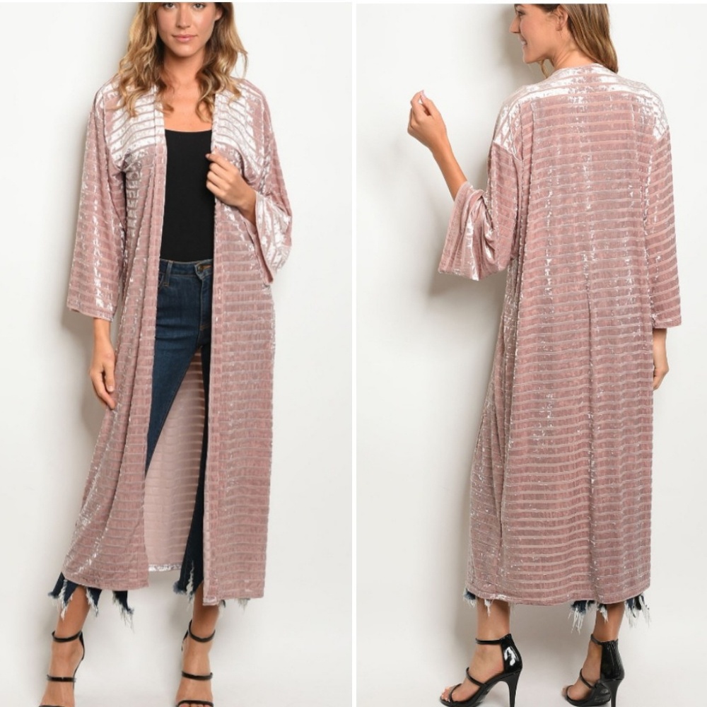 🆕️BLUSH VELVET LONGLINE MAXI DUSTER